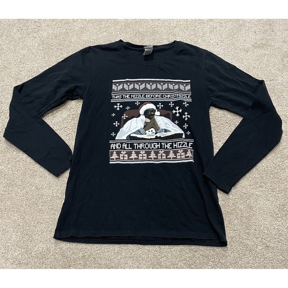 Gildan Size S Long Sleeve Snoop Dogg Christmas Shirt Twas The Nizzle - Picture 1 of 4